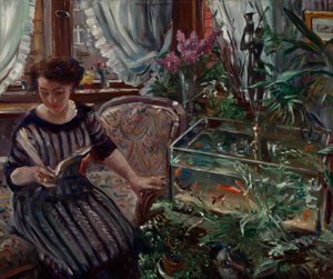 Dame am Goldfischbassin autorstwa Lovis Corinth