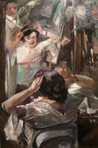 Język niemiecki: Vor dem Spiegel At the Mirror autorstwa Lovis Corinth
