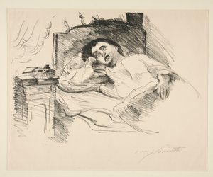 Pani odpoczywa w łóżku autorstwa Lovis Corinth