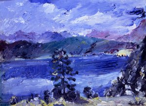Jezioro Walchen z modrzewiem autorstwa Lovis Corinth