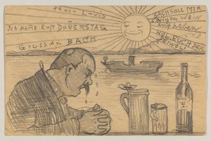 Lovis Corinth do Carla Strathmanna: pocztówka, data stempla pocztowego 22 czerwca 1898 autorstwa Lovis Corinth
