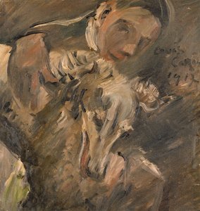 Max Mainer z chartem syberyjskim, 1917 autorstwa Lovis Corinth