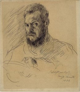 Autoportret z pełną brodą, rysujący autorstwa Lovis Corinth