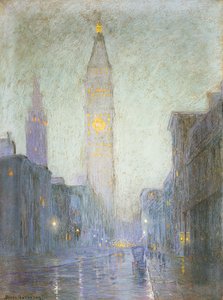 Madison Avenue at Twilight, c.1911 (pastel na brązowym papierze)