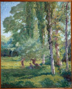 Para na trawie pod topolą Obraz Loys Prat (1879-1934), XX wiek. Olej na płótnie. Donzere, ratusz.