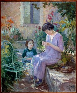 Madame Prat i jej córka w ogrodzie Obraz Josepha Loysa Prata (1879-1934), XX wiek. Burmistrz Donzere.