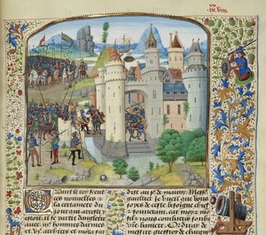 Francuska próba odzyskania Calais z Anglii, 1350, ok. 1470-1475. autorstwa Loyset Liedet