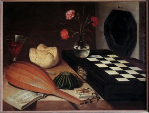 Martwa natura przy szachach Obraz Lubina Baugina (1612/1613-1663) XVII w. Niedz. 0,55x0,73 m²