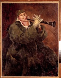 Grock grający na trąbce Klaun Gock (1880-1959) grający na klarnecie. Obraz Luca Alberta Moreau (1882-1948) XX wiek. Paryż. Miejskie Muzeum Sztuki Nowoczesnej autorstwa Luc Albert Moreau