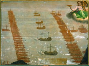 Bitwa morska pod Lepanto w 1571 r., w której flota cesarska pod dowództwem Don Juana d
