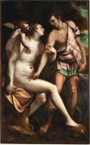 Wenus i Adonis Obraz Luca Cambiaso (1527-1585) Geny z XVI wieku, Musei di Strada Nuova (dawniej Palazzo Bianco)