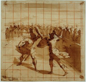 Eneasz kontra Turnus autorstwa Luca Cambiaso
