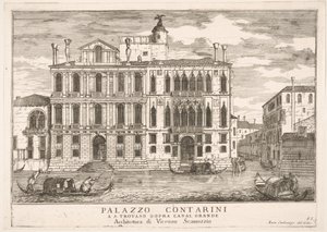 Ilustracja 85: Widok pałacu Contarini w Campo San Trovaso, Wenecja, 1703, z The build..., 1703. autorstwa Luca Carlevarijs