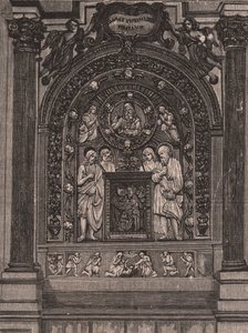 Ołtarz kościoła Santa Maria delle Grazie, dł. Luca della Robbia, Montepulciano, Toskania, Włochy, drzeworyt z Le cento citta d