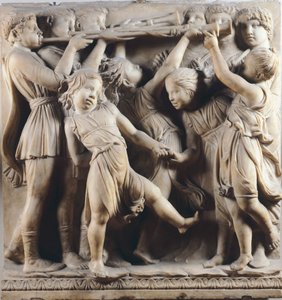 Dzieci i cherubinki tańczące, śpiewające i bawiące się, detal z Cantorii (galeria chóru) autorstwa Luca Della Robbia