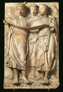 Śpiew dzieci, fragment z Cantorii (galeria chóru) autorstwa Luca Della Robbia (ok. 1400-1481), marmur, płaskorzeźba do katedry Santa Maria del Fiore, Florencja autorstwa Luca Della Robbia