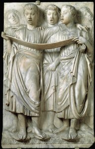 La cantoria czyli dzieci śpiewające w chórze - Płaskorzeźba z marmuru, Luca della Robbia (ok.1400-1482), Quattrocento