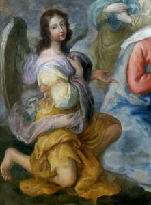 Anioł, fragment Adoracji Pasterzy autorstwa Luca Fiammingo