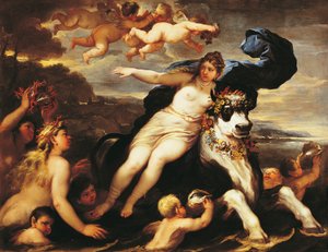 Przywodzenie Europy, Luca Giordano (1634-1705), olej na płótnie autorstwa Luca Giordano
