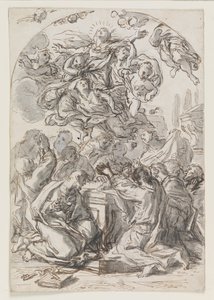 Wniebowzięcie Najświętszej Marii Panny; verso: Głowa kobiety z dzieckiem autorstwa Luca Giordano
