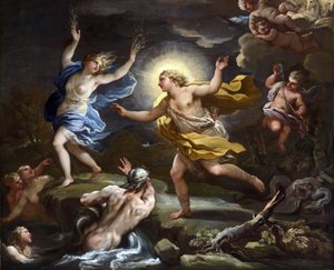 Barok: Apollo i Daphne autorstwa Giordano, Luca (1632-1705). olej na płótnie autorstwa Luca Giordano