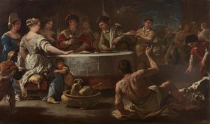 Nurkowie i Łazarz, 1680. autorstwa Luca Giordano