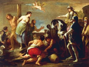 Olindo i Sophronia, reż. Luca Giordano, olej na płótnie autorstwa Luca Giordano