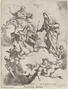 Święta Anna przyjęta przez Dziewicę i Chrystusa autorstwa Luca Giordano