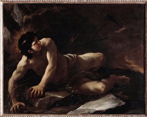 Kuszenie św. Benedykta, który rzuca się w cierń, aby uniknąć pokus) Obraz Luca Giordano (1634-1705) Museo dell
