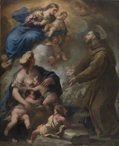 Dziewica z Dzieciątkiem ukazująca się świętemu Franciszkowi z Asyżu autorstwa Luca Giordano
