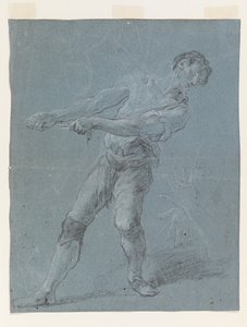 Młody mężczyzna ciągnący linę autorstwa Luca Giordano