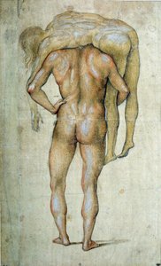 Mężczyzna noszący ciało Rysunek Luca Signorelli (1441-1523) XV-wieczny Paryż, Luwr autorstwa Luca Signorelli