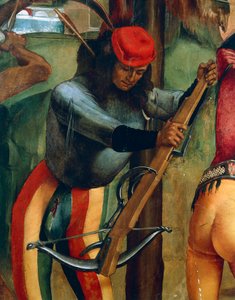 Kusznik, fragment męczeństwa św. Sebastiana, autorstwa Luca Signorelli (1445-1523) autorstwa Luca Signorelli