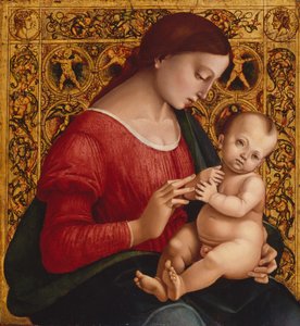 Madonna z Dzieciątkiem, ok.1505-07 (olej i złoto na drewnie) autorstwa Luca Signorelli