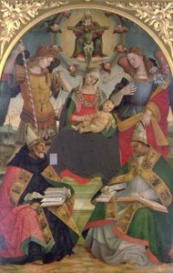 Trójca, Madonna z Dzieciątkiem, Aniołowie i święci, c.1505-08 (olej na desce) autorstwa Luca Signorelli