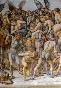 Koniec świata Detal przedstawiający przeklęte. Fresk Luca Signorelli (1445-1523) 1499-1504 Orvieto, Duomo, kaplica San Brizio