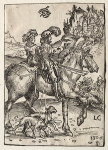 Dżentelmen i dama jadąca do pościgu autorstwa Lucas Cranach