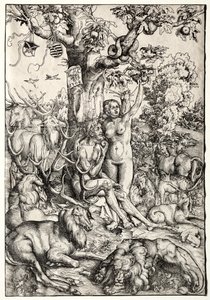 Adam i Ewa w raju autorstwa Lucas Cranach