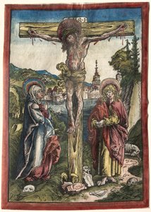 Chrystus na krzyżu między Dziewicą a św. Janem autorstwa Lucas Cranach