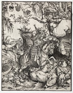 Św. Jerzy zabijający smoka autorstwa Lucas Cranach