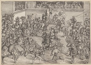 Turniej z Sampsonem i Lwem autorstwa Lucas Cranach
