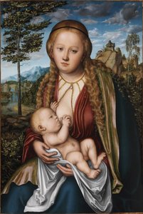 Dziewica karmiąca dziecko - Lucas Cranach Starszy autorstwa Lucas Cranach