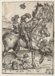 Dżentelmen i dama jadąca w pogoń, 1506. autorstwa Lucas Cranach the Elder