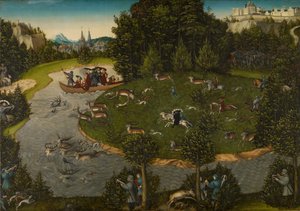 Polowanie na jelenia z elektorem Fryderykiem Mądrym autorstwa Lucas Cranach the Elder