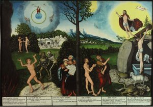 Potępienie i Odkupienie. Prawo i łaska autorstwa Lucas Cranach the Elder