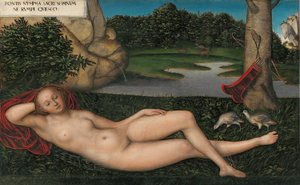 Niemiecki:  Quellnymphe Nimfa przy fontannie autorstwa Lucas Cranach the Elder
