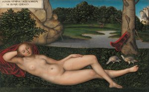 Niemiecki:  Quellnymphe Nimfa przy fontannie autorstwa Lucas Cranach the Elder