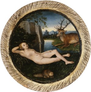 Niemiecki: Odpoczywająca nimfa wiosenna Leżąca nimfa autorstwa Lucas Cranach the Elder