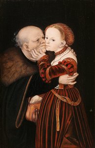 Niemiecki: Ungleiches Paar / Der alte Narr Źle dobrani kochankowie / Stary głupiec autorstwa Lucas Cranach the Elder