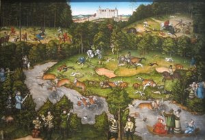 Polowanie w pobliżu zamku Hartenfels autorstwa Lucas Cranach the Elder